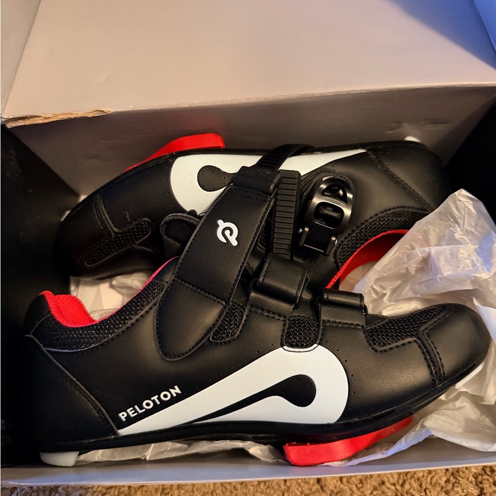 Peloton Black and Red Cycling Sneakers NEW